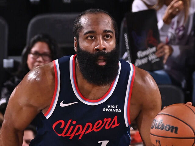 INGLEWOOD, CA - January 14: James Harden #1 of the LA Clippers handles the ball during the game against the Washington Wizards on January 14, 2026 at Intuit Dome in Los Angeles, California. NOTE TO USER: User expressly acknowledges and agrees that, by downloading and/or using this Photograph, user is consenting to the terms and conditions of the Getty Images License Agreement. Mandatory Copyright Notice: Copyright 2026 NBAE