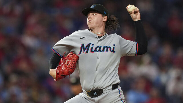 PHILADELPHIA, PENNSYLVANIA - SEPTEMBER 24: Ryan Weathers #35 of the Miami Marlins delivers a pitch in the game against the Philadelphia Phillies at Citizens Bank Park on September 24, 2025 in Philadelphia, Pennsylvania.