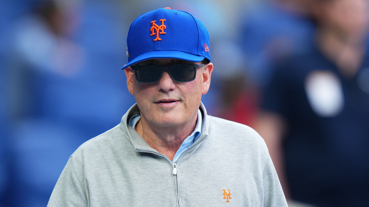 MIAMI, FLORIDA - APRIL 01: New York Mets owner Steve Cohen looks on during batting pratcice prior to a game between the Miami Marlins and the New York Mets at loanDepot park on April 01, 2025 in Miami, Florida.