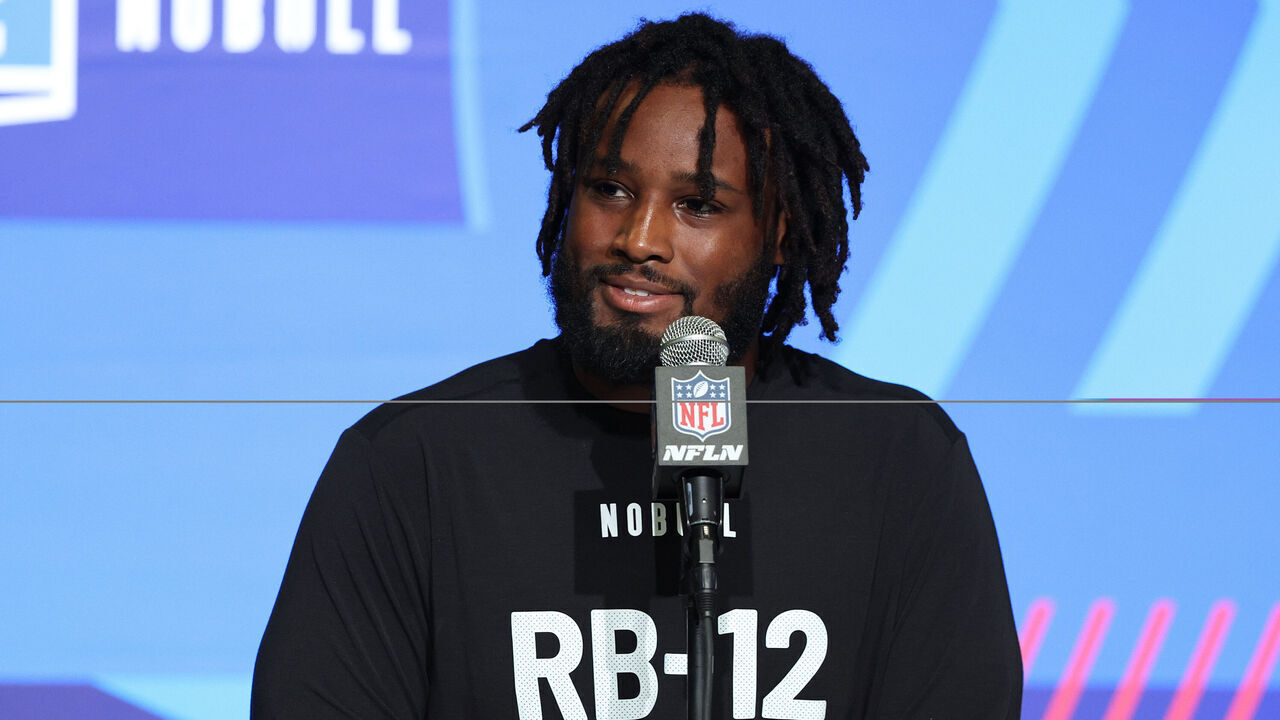 INDIANAPOLIS, INDIANA - MARCH 04: Running back Mohamed Ibrahim of Minnesota speaks to the media during the NFL Combine at Lucas Oil Stadium on March 04, 2023 in Indianapolis, Indiana.