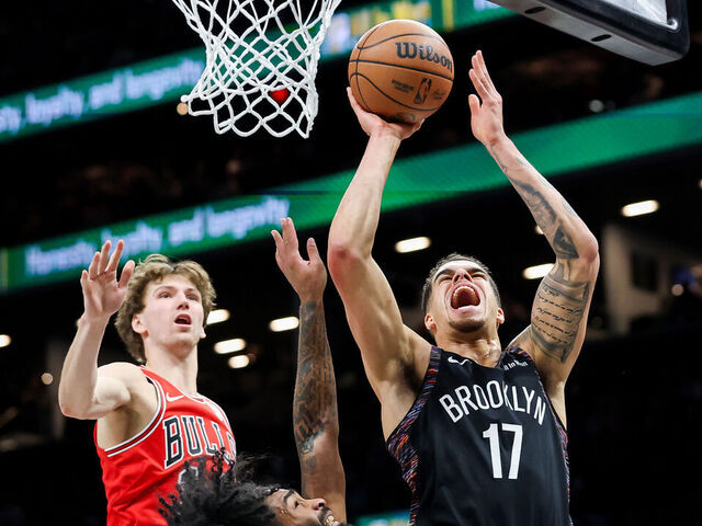 NEW YORK, NEW YORK - JANUARY 16: Michael Porter Jr. #17 of the Brooklyn Nets shoots the ball during the fourth quarter of the game against the Chicago Bulls at Barclays Center on January 16, 2026 in the Brooklyn borough of New York City. The Brooklyn Nets won 112-109.
