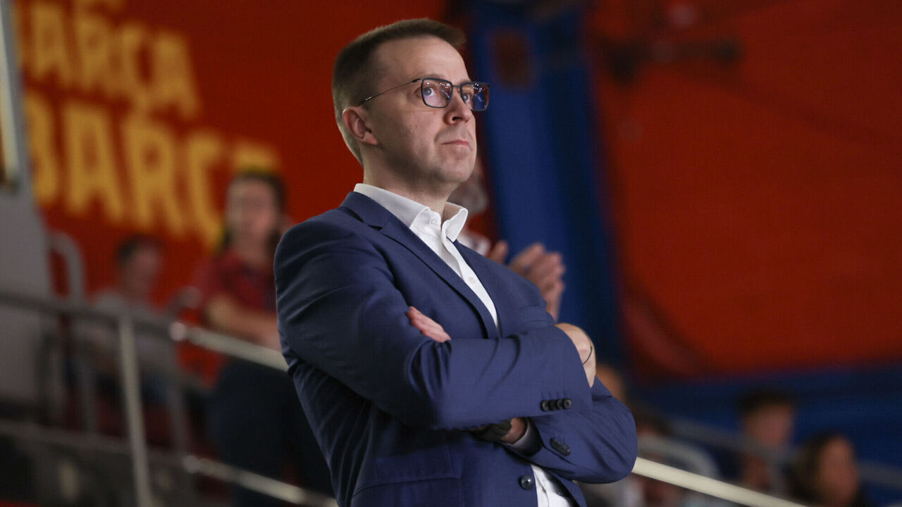 BARCELONA, SPAIN - OCTOBER 23: Paulius Motiejunas, CEO of Euroleafue Basketball attend during the EuroLeague Regular Season Round 8 match between FC Barcelona and Zalgiris Kaunas at Palau Blaugrana on October 23, 2025 in Barcelona, Spain.