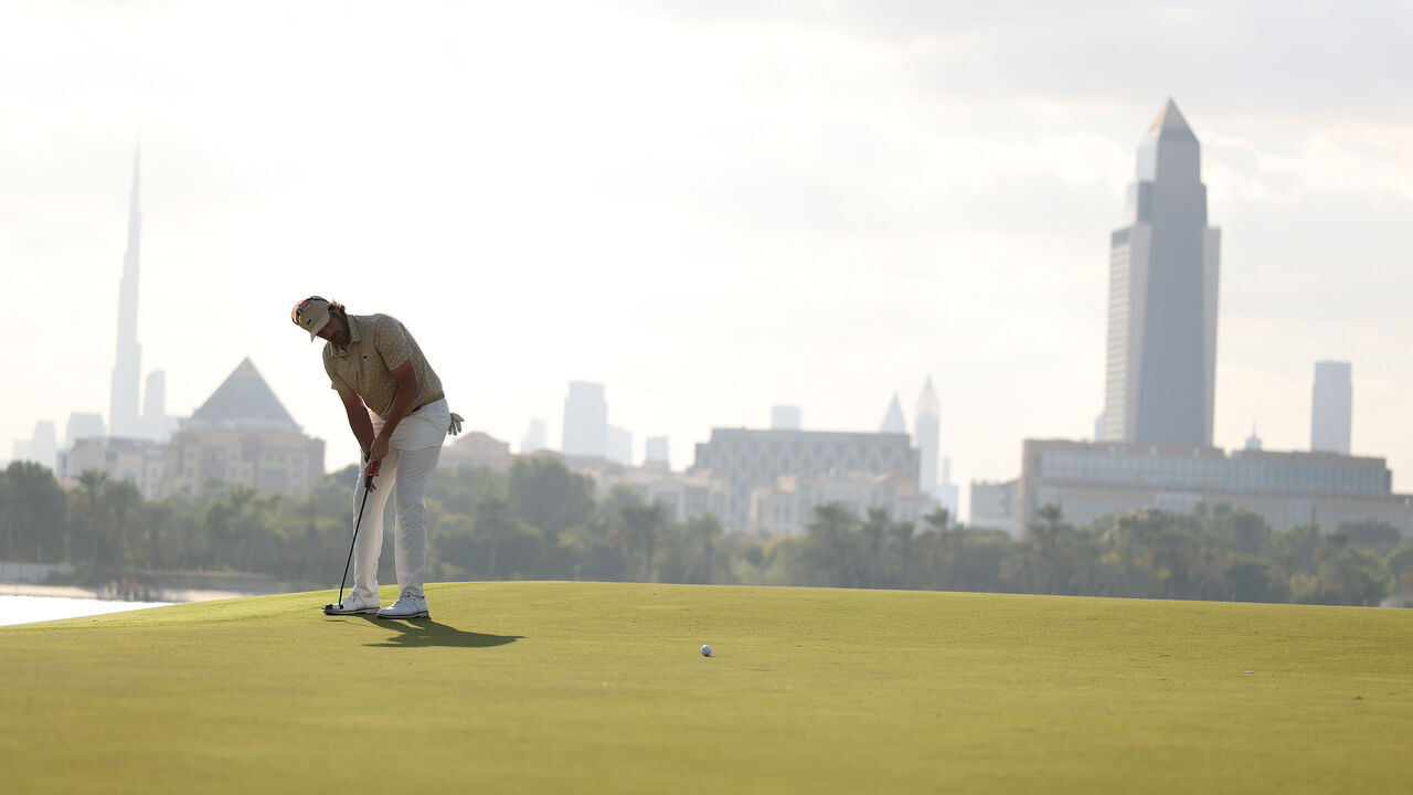DUBAI, UNITED ARAB EMIRATES - JANUARY 17: Nacho Elvira of Spain putts on the 17th green on Day Three of the Dubai Invitational 2026 at Dubai Creek Resort on January 17, 2026 in Dubai, United Arab Emirates.
