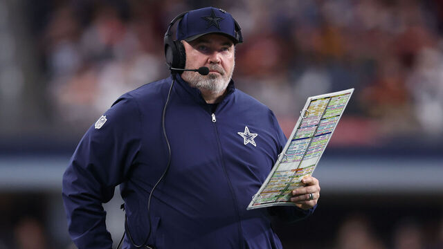 ARLINGTON, TEXAS - JANUARY 05: Dallas Cowboys head coach Mike McCarthy looks on during the fourth quarter against the Washington Commanders at AT&T Stadium on January 05, 2025 in Arlington, Texas.