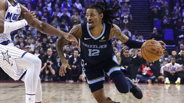 LONDON, ENG - JANUARY 18: Ja Morant #12 of the Memphis Grizzlies drives to the basket during the game against the Orlando Magic as part of the 2026 NBA London Game on January 18, 2026 at The 02 Arena in London, England. Mandatory Copyright Notice: Copyright 2026 NBAE