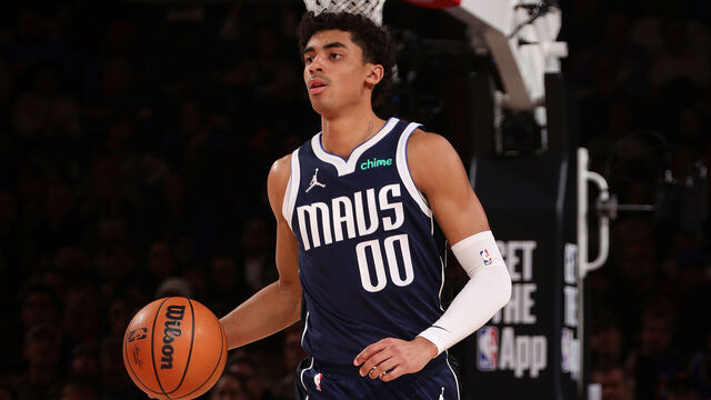 NEW YORK, NY - JANUARY 19: Max Christie #00 of the Dallas Mavericks dribbles the ball during the game against the New York Knicks on January 19, 2026 at Madison Square Garden in New York City, New York. Mandatory Copyright Notice: Copyright 2026 NBAE