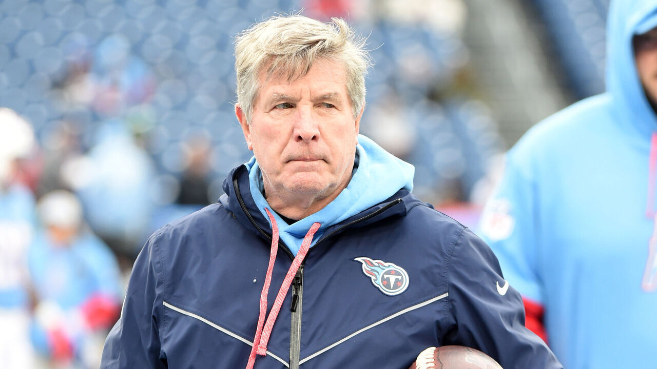 NASHVILLE, TN - JANUARY 5: Tennessee Titans assistant coach Bill Callahan conducts warm ups prior to game featuring the Houston Texans and the Tennessee Titans on January 5, 2025 at Nissan Stadium in Nashville, TN.