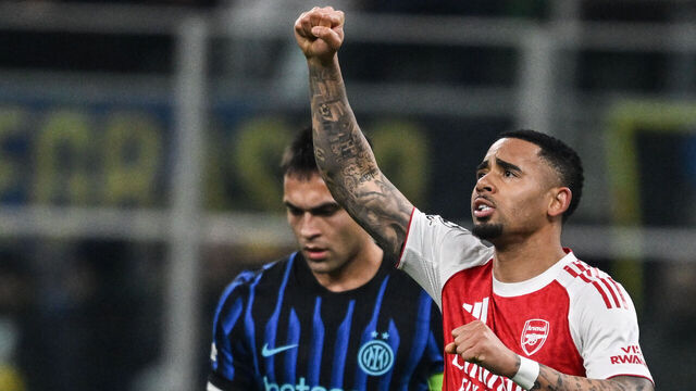 Gabriel Jesus of Arsenal FC celebrates after a goal during the UEFA Champions League stage match Phase MD7 between Inter FC Internazionale and Arsenal FC, in Milan, Italy, on January 20, 2026, at Giuseppe Meazza San Siro stadium .