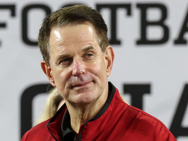 MIAMI GARDENS, FL - JANUARY 19: Head Coach Curt Cignetti of the Indiana Hoosiers on the podium after winning the Indiana Hoosiers versus the Miami Hurricanes College Football Playoff National Championship Game Presented by AT&T on January 19, 2026, at Hard Rock Stadium in Miami Gardens, FL.