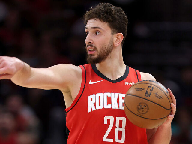 HOUSTON, TEXAS - JANUARY 20: Alperen Sengun #28 of the Houston Rockets in action during the first quarter of the game against the San Antonio Spurs at Toyota Center on January 20, 2026 in Houston, Texas. User expressly acknowledges and agrees that, by downloading and or using this photograph, User is consenting to the terms and conditions of the Getty Images License Agreement.