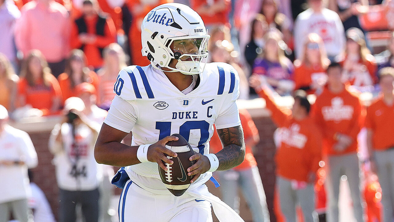 CLEMSON, SC - NOVEMBER 01: Duke Blue Devils quarterback Darian Mensah (10) during a college football game between the Duke Blue Devils and the Clemson Tigers on November 1, 2025 at Memorial Stadium in Clemson, S.C.