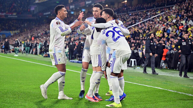 ISTANBUL, TURKIYE - JANUARY 22: Aston Villa's Jadon Sancho (19) celebrates after scoring a goal during the UEFA Europa League match against Fenerbahce at Chobani Stadium in Istanbul, Turkiye, on January 22, 2026.