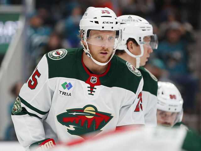 SAN JOSE, CA - DECEMBER 31: Minnesota Wild defenseman Jonas Brodin (25) looks on during the NHL game between the Minnesota Wild and the San Jose Sharks on December 31, 2025 at SAP Center in San Jose, CA.