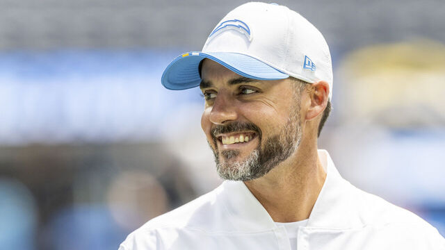 INGLEWOOD, CA - AUGUST 10: Los Angeles Chargers defensive coordinator Jesse Minter during pregame warmups before an NFL preseason football game between the New Orleans Saints and the Los Angeles Chargers, Sunday, Aug. 10, 2025, in Inglewood, California.
