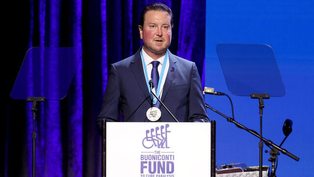 NEW YORK, NEW YORK - SEPTEMBER 29: Kurt Busch speaks onstage during The Buoniconti Fund to Cure Paralysis 39th Annual Great Sports Legends Dinner on September 29, 2025 at the New York Hilton Midtown raised millions of dollars to support the pioneering work of The Miami Project to Cure Paralysis, a designated Center of Excellence at the University of Miami’s Miller School of Medicine and the world’s premier research center targeting spinal cord and brain injury and other neurological disorders and diseases.