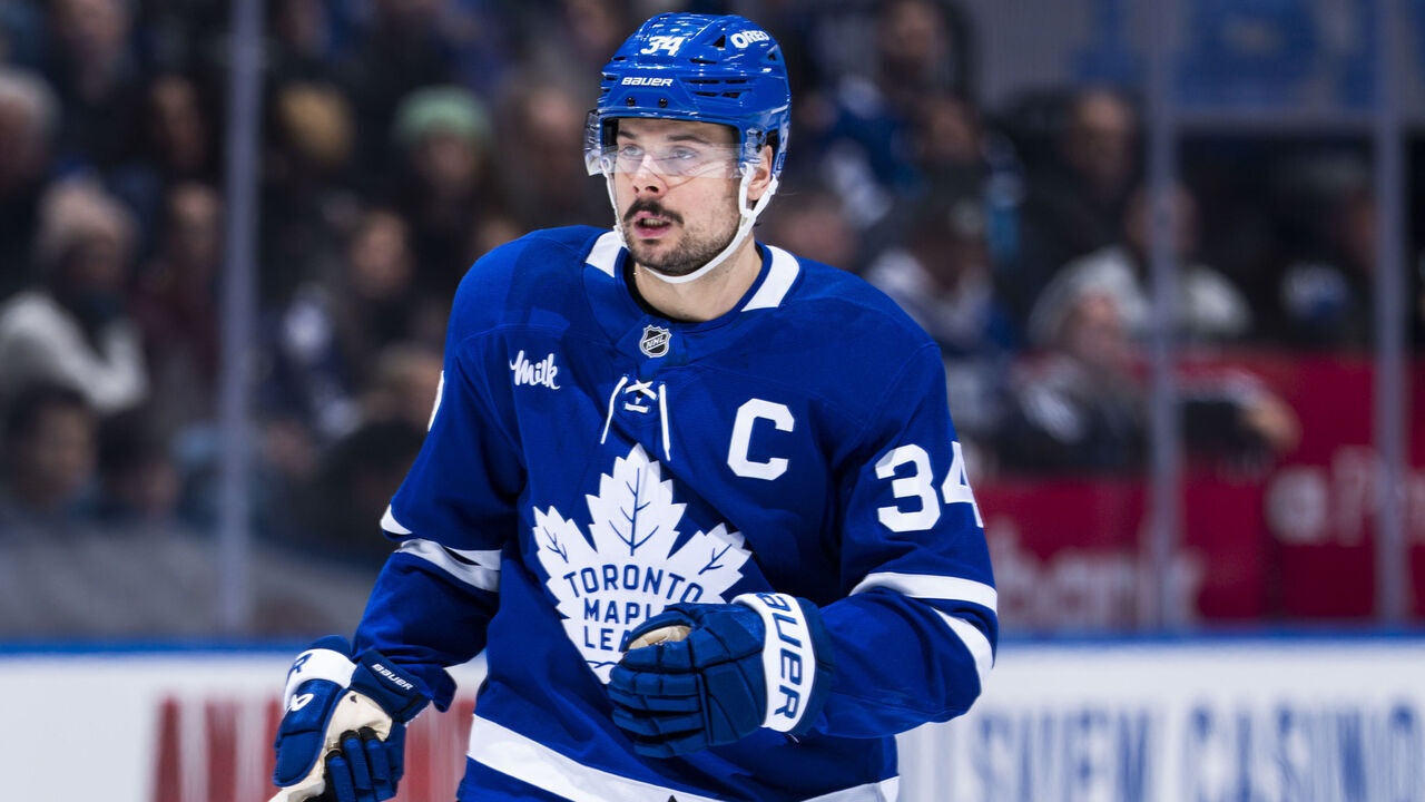 TORONTO, CANADA - DECEMBER 27: Auston Matthews #34 of the Toronto Maple Leafs skates against the Ottawa Senators during the third period in their NHL game at Scotiabank Arena on December 27, 2025 in Toronto, Ontario, Canada.