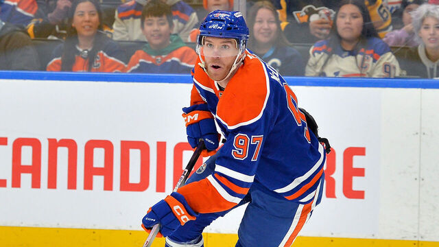 EDMONTON, CANADA - JANUARY 22: Connor McDavid #97 of the Edmonton Oilers skates during the first period of the game against the Pittsburgh Penguins at Rogers Place on January 22, 2026, in Edmonton, Alberta, Canada.