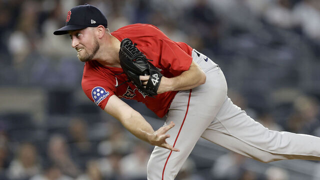 NEW YORK, NEW YORK - JUNE 06: (NEW YORK DAILIES OUT) Cooper Criswell #64 of the Boston Red Sox in action against the New York Yankees at Yankee Stadium on June 06, 2025 in New York City. The Yankees defeated the Red Sox 9-6.