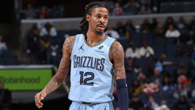 MEMPHIS, TN - JANUARY 21: Ja Morant #12 of the Memphis Grizzlies looks on during the game against the Atlanta Hawks on January 21, 2026 at FedExForum in Memphis, Tennessee. Mandatory Copyright Notice: Copyright 2026 NBAE