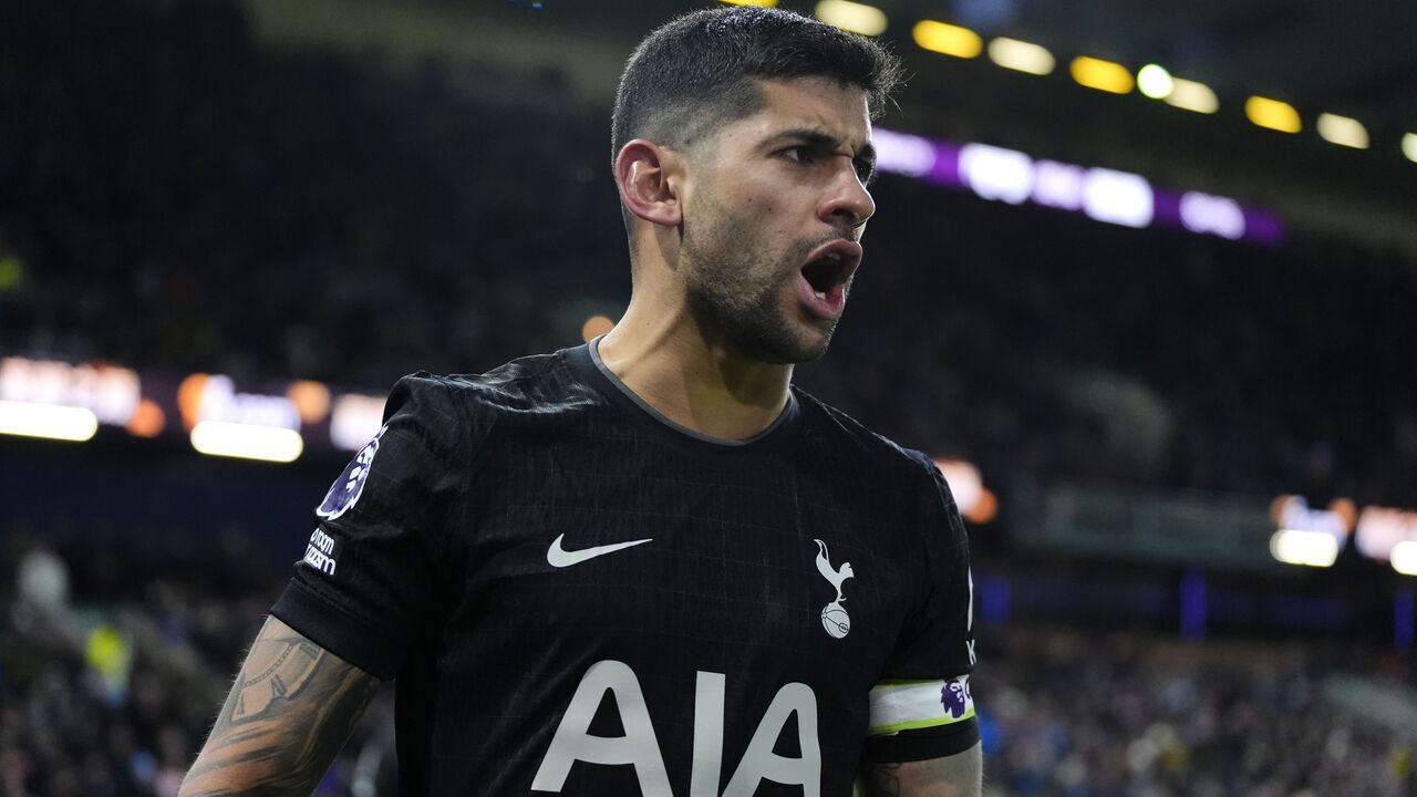 Tottenham Hotspur's Cristian Romero celebrates scoring their side's second goal of the game during the Premier League match at Turf Moor, Burnley. Picture date: Saturday January 24, 2026.