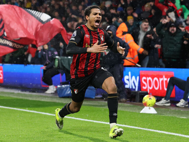 BOURNEMOUTH, ENGLAND - JANUARY 24: Amine Adli of AFC Bournemouth celebrates scoring his team's third goal during the Premier League match between Bournemouth and Liverpool at Vitality Stadium on January 24, 2026 in Bournemouth, England.