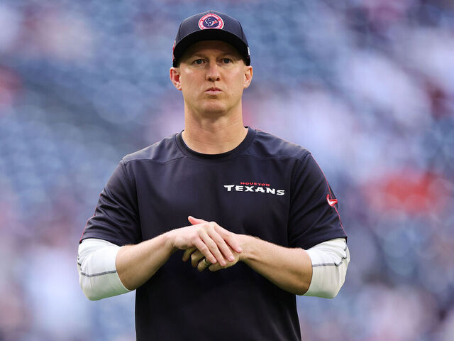 HOUSTON, TEXAS - SEPTEMBER 15: Offensive coordinator Bobby Slowik of the Houston Texans looks on prior to a game against the Chicago Bears at NRG Stadium on September 15, 2024 in Houston, Texas.