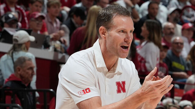 BLOOMINGTON, IN - JANUARY 10: Nebraska Cornhuskers coach Fred Hoiberg coaches on the sidelines against the Indiana Hoosiers on January 10, 2026, at Simon Skjodt Assembly Hall in Bloomington, Indiana.