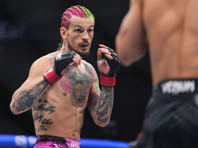 LAS VEGAS, NEVADA - JANUARY 24: (L-R) Sean O'Malley faces Song Yadong of China in a bantamweight bout during the UFC 324 event at T-Mobile Arena on January 24, 2026 in Las Vegas, Nevada.