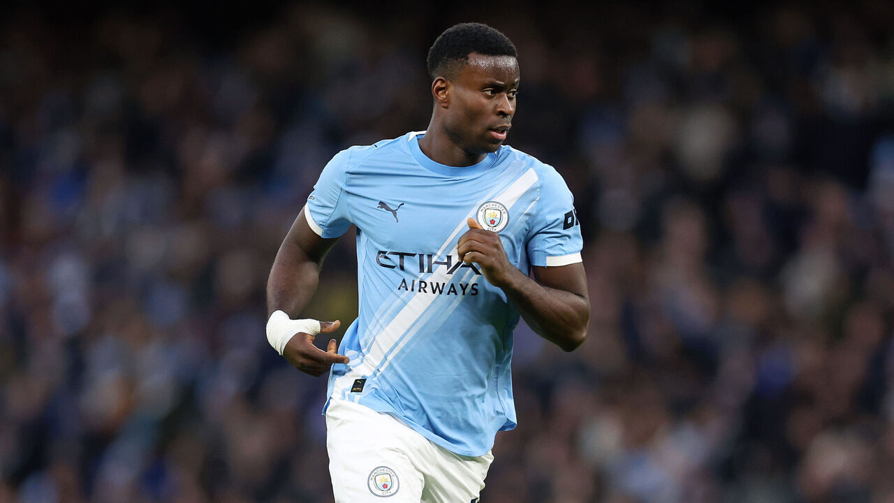 MANCHESTER, ENGLAND - JANUARY 24: Marc Guehi of Manchester City during the Premier League match between Manchester City and Wolverhampton Wanderers at Etihad Stadium on January 24, 2026 in Manchester, England.