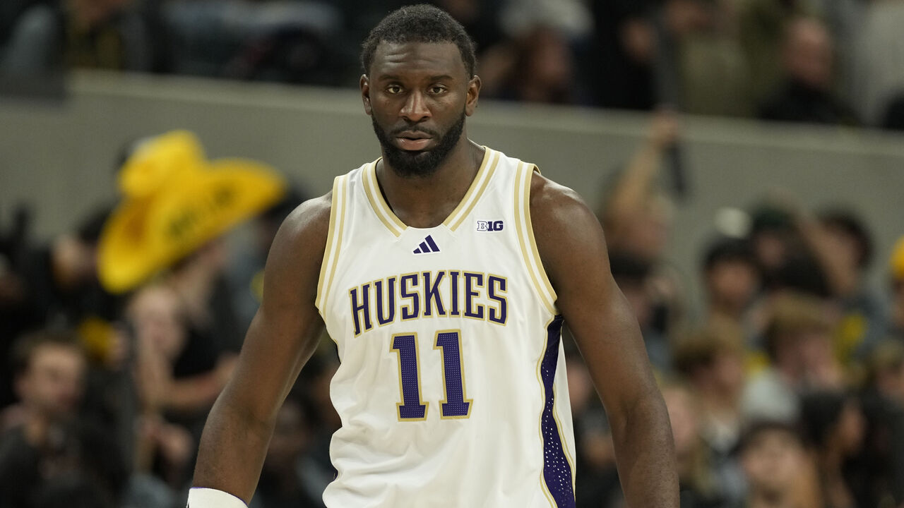 WACO, TEXAS - NOVEMBER 9: Franck Kepnang #11 of the Washington Huskies during the first half against the Baylor Bears at Foster Pavilion on November 9, 2025 in Waco, Texas.