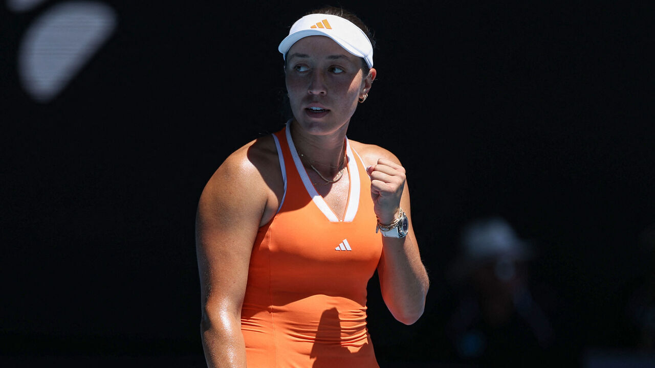 USA's Jessica Pegula celebrates victory against USA's Madison Keys in their women's singles match on day nine of the Australian Open tennis tournament in Melbourne on January 26, 2026. / -- IMAGE RESTRICTED TO EDITORIAL USE - STRICTLY NO COMMERCIAL USE --