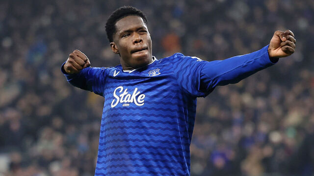 LIVERPOOL, ENGLAND - JANUARY 26: Thierno Barry of Everton celebrates scoring his team's first goal during the Premier League match between Everton and Leeds United at Hill Dickinson Stadium on January 26, 2026 in Liverpool, England.