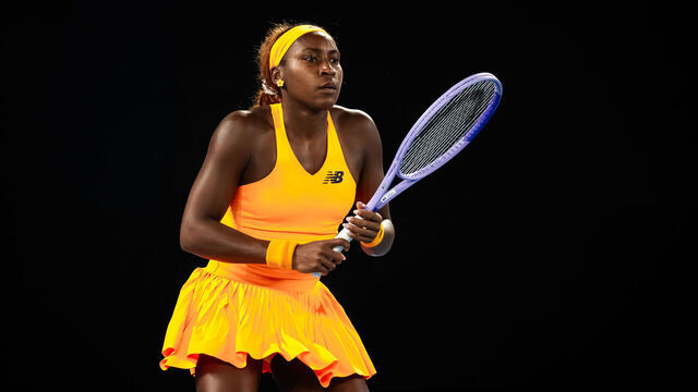 MELBOURNE, AUSTRALIA - JANUARY 27: Coco Gauff of the United States in action against Elina Svitolina of Ukraine in the quarter-final on Day 10 of the 2026 Australian Open at Melbourne Park on January 27, 2026 in Melbourne, Australia