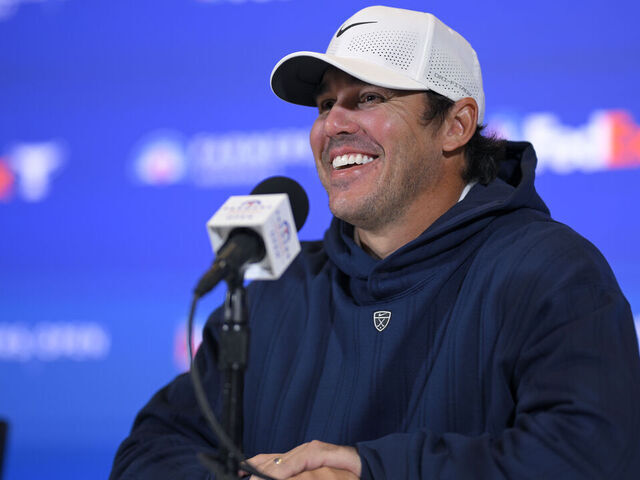 LA JOLLA, CALIFORNIA - JANUARY 27: Brooks Koepka of the United States speaks to the media prior to the Farmers Insurance Open 2026 at Torrey Pines Golf Course on January 27, 2026 in La Jolla, California.