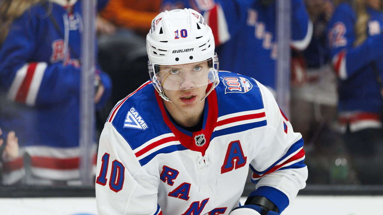 ANAHEIM, CALIFORNIA - JANUARY 19: Artemi Panarin #10 of the New York Rangers skates before the game against the Anaheim Ducks at Honda Center on January 19, 2026 in Anaheim, California.