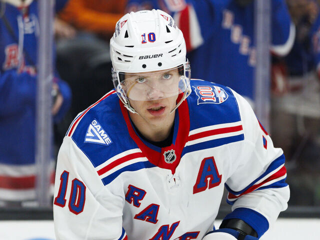 ANAHEIM, CALIFORNIA - JANUARY 19: Artemi Panarin #10 of the New York Rangers skates before the game against the Anaheim Ducks at Honda Center on January 19, 2026 in Anaheim, California.