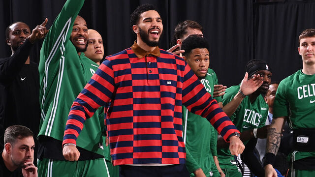 INGLEWOOD, CA - JANUARY 3: Jayson Tatum #0 , Hugo Gonzalez #28 and Xavier Tillman #26 of the Boston Celtics celebrate during the game against the LA Clippers on January 3, 2026 at Intuit Dome in Los Angeles, California. NOTE TO USER: User expressly acknowledges and agrees that, by downloading and/or using this Photograph, user is consenting to the terms and conditions of the Getty Images License Agreement. Mandatory Copyright Notice: Copyright 2026 NBAE