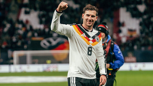 LEIPZIG, GERMANY - NOVEMBER 17: Leon Goretzka of Germany celebration of the win in front of the fans during the FIFA World Cup 2026 qualifier match between Germany and Slovakia at Red Bull Arena on November 17, 2025 in Leipzig, Germany.