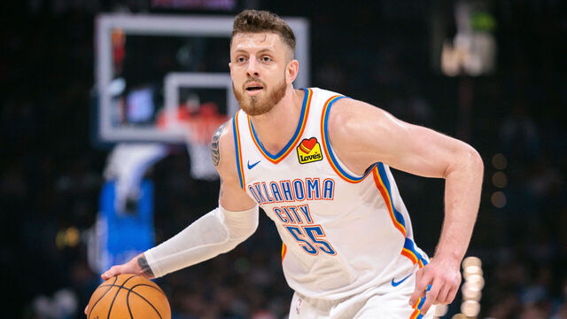 OKLAHOMA CITY, OKLAHOMA - DECEMBER 25: Isaiah Hartenstein #55 of the Oklahoma City Thunder brings the ball up court during the first half against the San Antonio Spurs at Paycom Center on December 25, 2025 in Oklahoma City, Oklahoma.