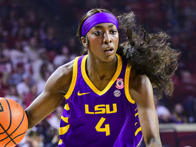 NORMAN, OKLAHOMA - JANUARY 18: Flau'Jae Johnson #4 of the LSU Tigers in action against the Oklahoma Sooners at the Lloyd Noble Center on January 18, 2025 in Norman, Oklahoma. (Photo by Kristen Young/University Images via Getty Images}