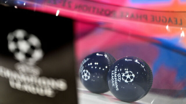 This photograph shows draw bowls ahead of the 2025-2026 UEFA Champions League knockout phase play-off draw at the House of European Football in Nyon on January 30, 2026. The draw involves the teams finishing in ninth to 24th place in the league phase the top eight sides in the league phase qualifying automatically for the round of 16.