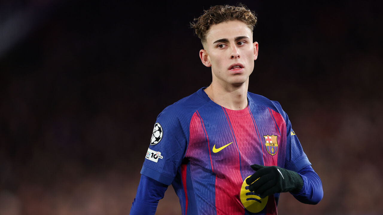 BARCELONA, SPAIN - JANUARY 28: Fermin Lopez of FC Barcelona looks on during the UEFA Champions League 2025/26 League Phase MD8 match between FC Barcelona and F.C. Copenhagen at Spotify Camp Nou on January 28, 2026 in Barcelona, Spain.