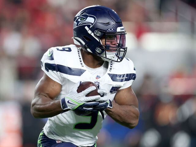 SANTA CLARA, CALIFORNIA - JANUARY 03: Kenneth Walker III #9 of the Seattle Seahawks in action during the NFL 2025 game between Seattle Seahawks and San Francisco 49ers at Levi's Stadium on January 03, 2026 in Santa Clara, California.