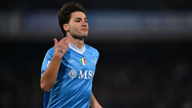 Antonio Vergara of S.S.C. Napoli celebrates after scoring the goal of 1-0 during the 23rd day of the Serie A Championship between S.S.C. Napoli and A.C.F. Fiorentina at the Diego Armando Maradona Stadium in Naples, Italy, on January 31, 2026.