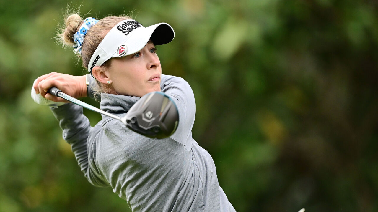 ORLANDO, FLORIDA - JANUARY 31: Nelly Korda of the United States plays her shot from the first tee during the third round of the Hilton Grand Vacations Tournament of Champions 2026 at Lake Nona Golf & Country Club on January 31, 2026 in Orlando, Florida.