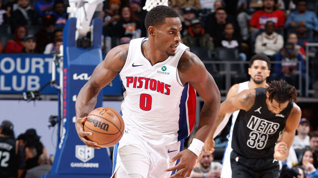 DETROIT, MI - FEBRUARY 1: Jalen Duren #0 of the Detroit Pistons drives to the basket during the game against the Brooklyn Nets on February 1, 2026 at Little Caesars Arena in Detroit, Michigan. NOTE TO USER: User expressly acknowledges and agrees that, by downloading and/or using this photograph, User is consenting to the terms and conditions of the Getty Images License Agreement. Mandatory Copyright Notice: Copyright 2026 NBAE