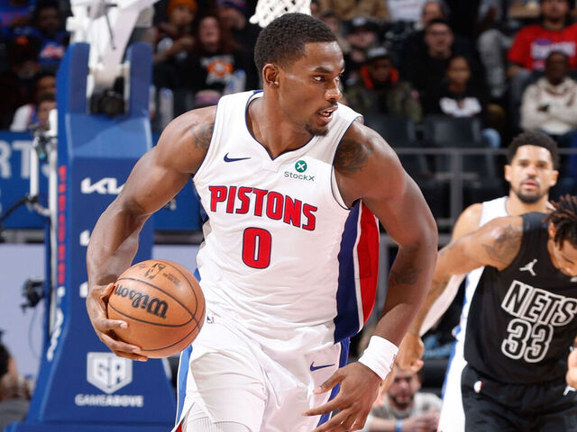 DETROIT, MI - FEBRUARY 1: Jalen Duren #0 of the Detroit Pistons drives to the basket during the game against the Brooklyn Nets on February 1, 2026 at Little Caesars Arena in Detroit, Michigan. NOTE TO USER: User expressly acknowledges and agrees that, by downloading and/or using this photograph, User is consenting to the terms and conditions of the Getty Images License Agreement. Mandatory Copyright Notice: Copyright 2026 NBAE