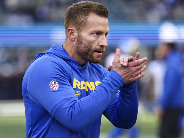 SEATTLE, WASHINGTON - JANUARY 25: Sean McVay of the Los Angeles Rams walks on the field prior to the NFC Championship NFL football game against the Seattle Seahawks, at Lumen Field on January 25, 2026 in Seattle, Washington.