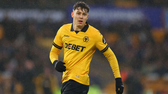 WOLVERHAMPTON, ENGLAND - JANUARY 18: Jorgen Strand Larsen of Wolverhampton Wanderers in action during the Premier League match between Wolverhampton Wanderers and Newcastle United at Molineux on January 18, 2026 in Wolverhampton, England.
