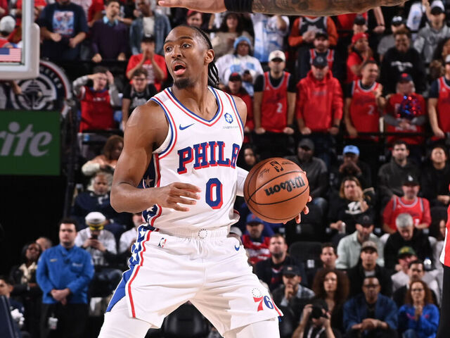 INGLEWOOD, CA - FEBRUARY 2: Tyrese Maxey #0 of the Philadelphia 76ers dribbles the ball during the game against the LA Clippers on February 2, 2026 at Intuit Dome in Los Angeles, California. NOTE TO USER: User expressly acknowledges and agrees that, by downloading and/or using this Photograph, user is consenting to the terms and conditions of the Getty Images License Agreement. Mandatory Copyright Notice: Copyright 2026 NBAE